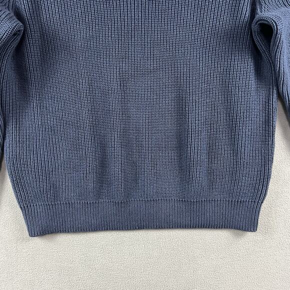 LL Bean Sweater Mens 2XL Blue Heavyweight Henly Casual Cable Knit Pullover - Picture 3 of 9